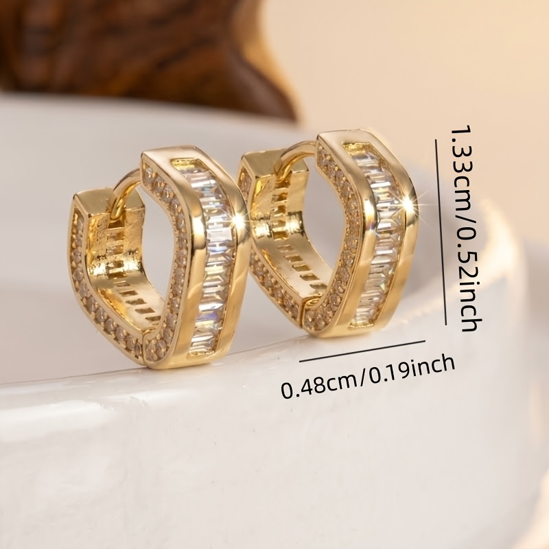 Exquisite Full-Paved Synthetic Zirconia Geometric Ear Buckles